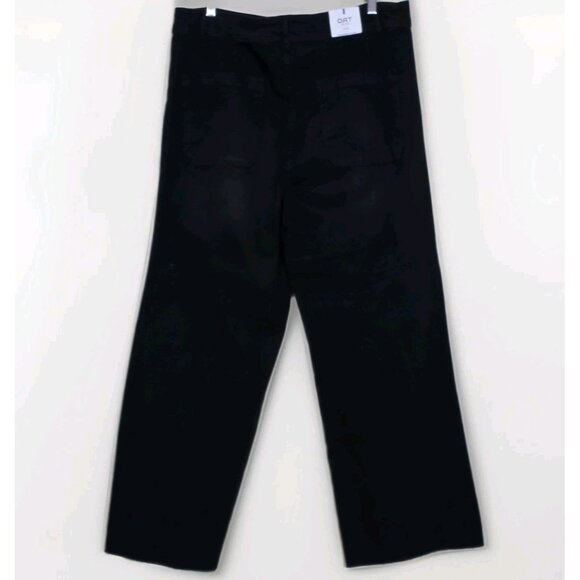 Oat New York Jean Women 18W Black Wide Leg High Rise Raw Hem Stretch GrungeGoth - Picture 16 of 16